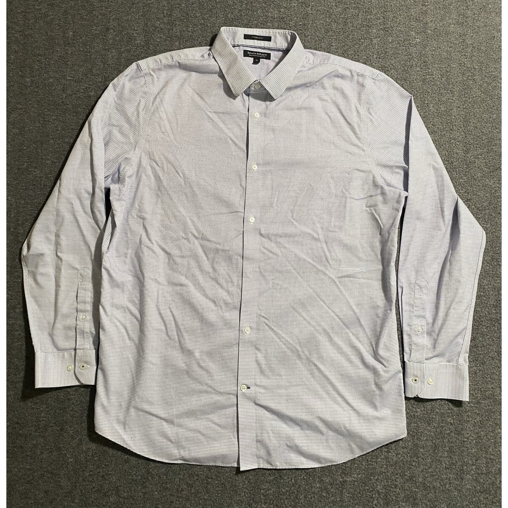 Banana Republic Men's Dress Shirt Slim Fit Blue Check Standard Fit Size XL